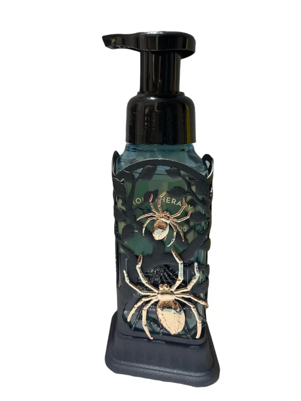 Bath Body Works NWT SPIDER  Black Matte & Glitter Soap Holder HALLOWEEN Goth